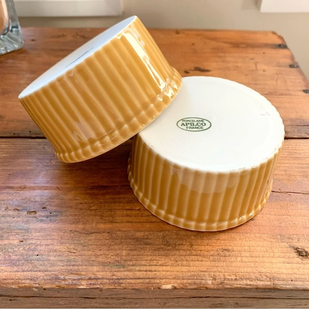 Apilco France SET of 2 Ramekins in Mustard Yellow